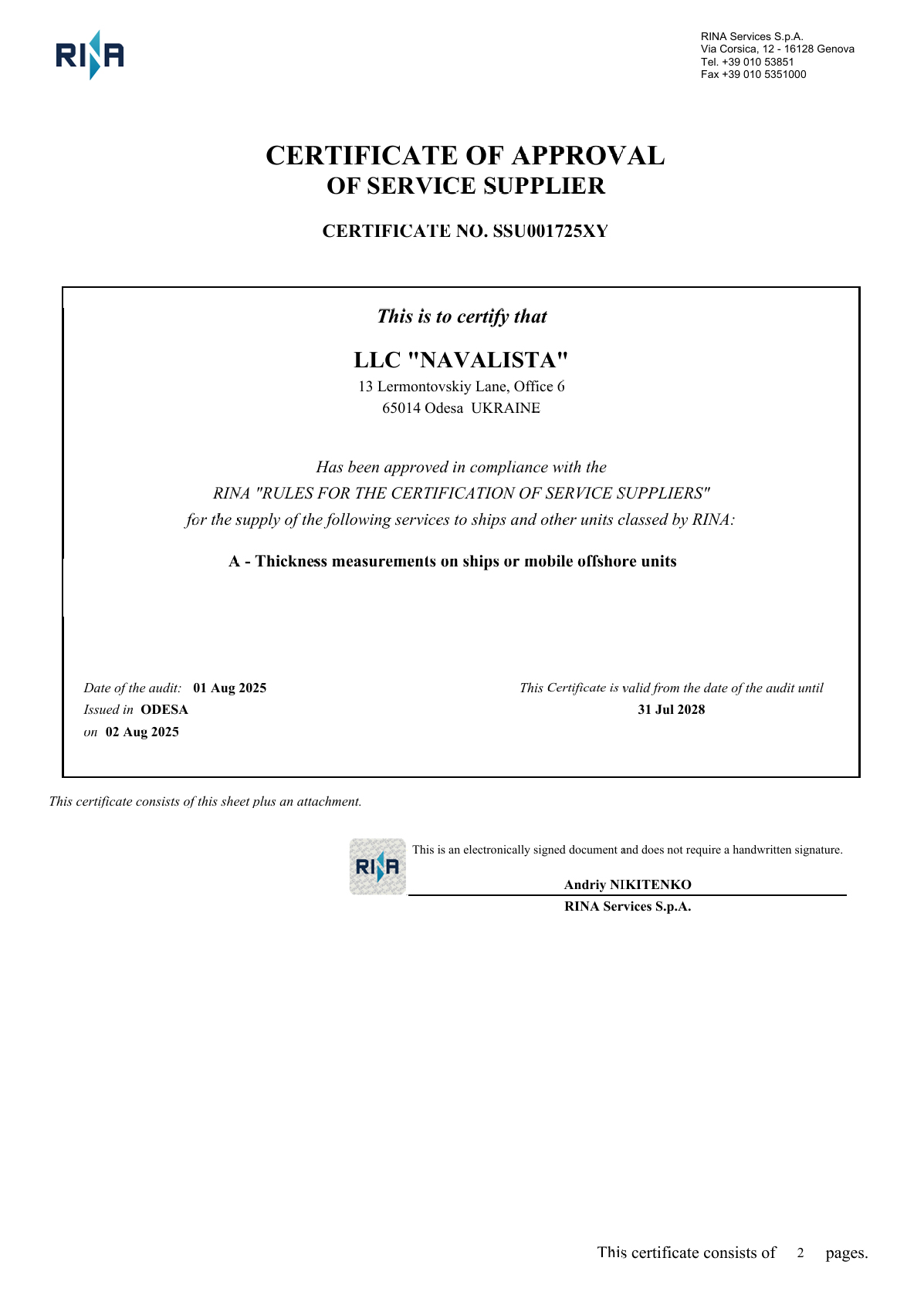 Certificate picture